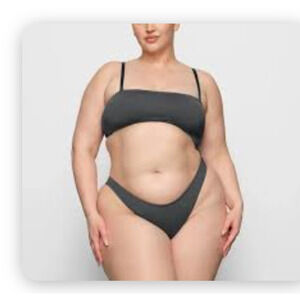 Kim Kardashian Skims Strapless Bandeau Monokini In GunMetal Size 3X NWT